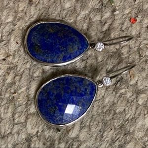 Silpada 925 Sterling Silver Blue Lapis Cubic Zirconia CZ Earrings